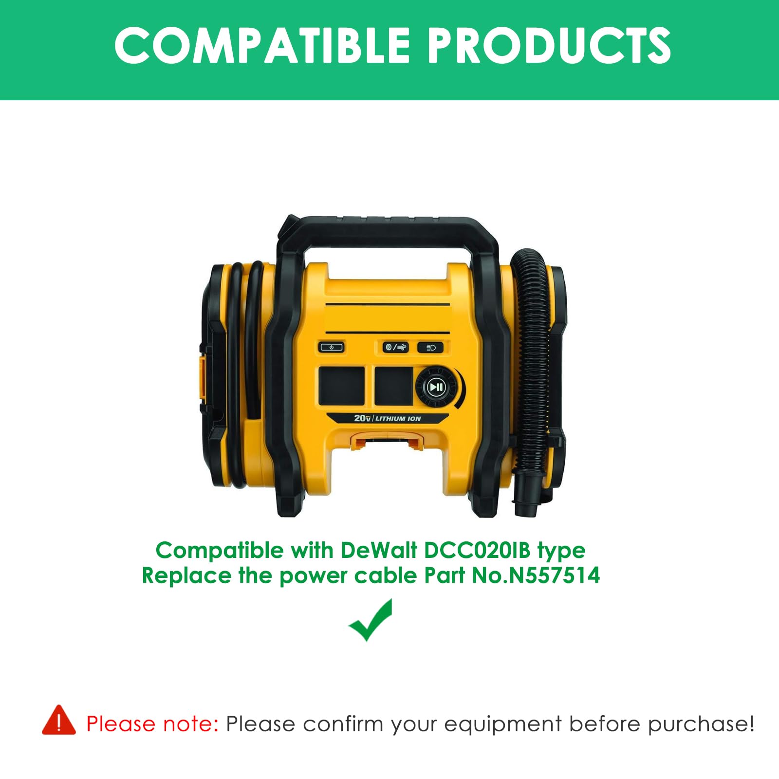 Mrgru N557514 charger side view highlighting compact design for DeWalt inflators.