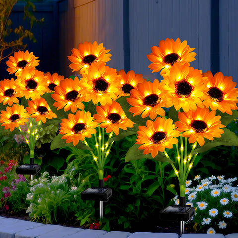 MRHEPHAESTUS solar sunflower lights six-led bouquet bloom for garden ambiance
