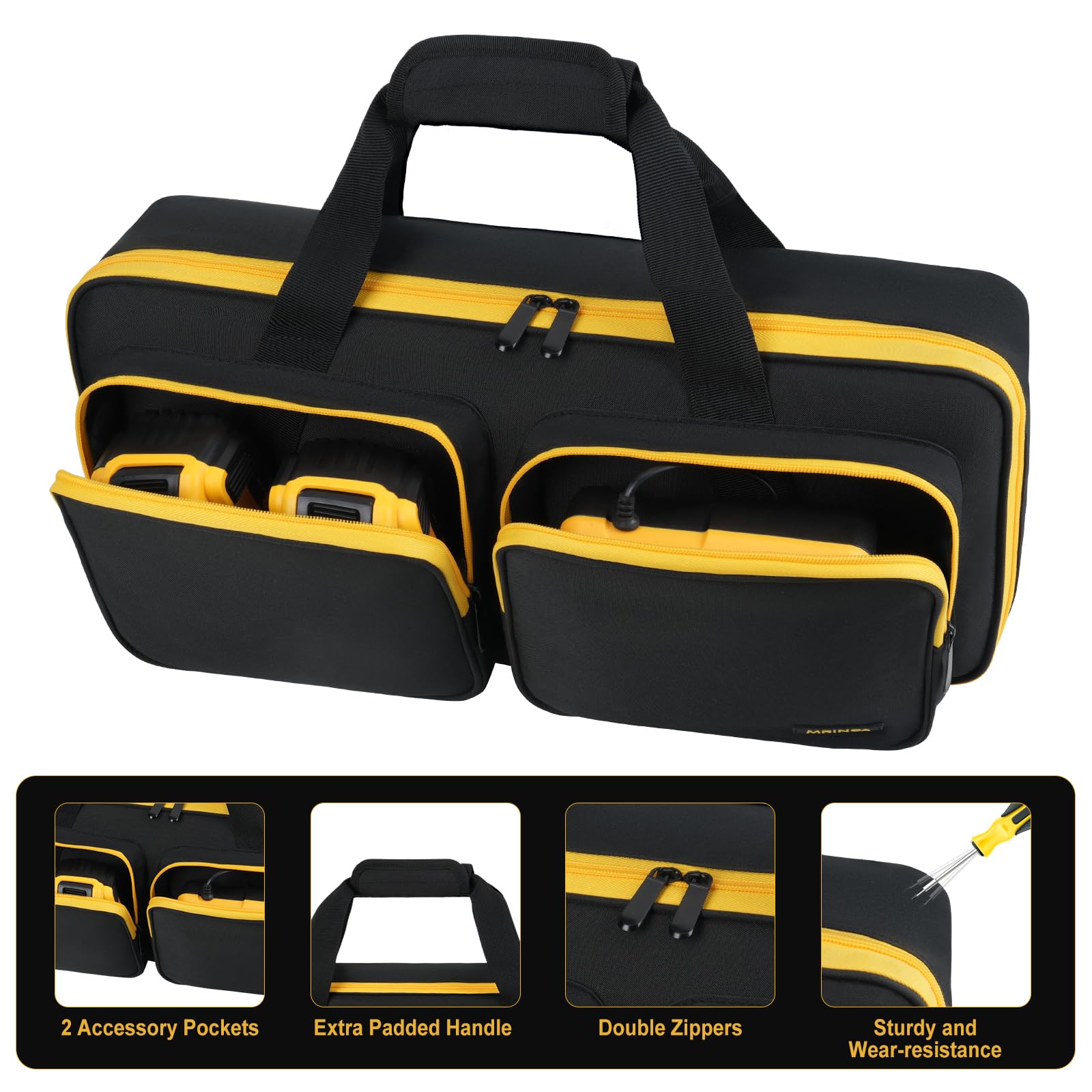 MRINCA dual charger compartments simplify access to two chargers.