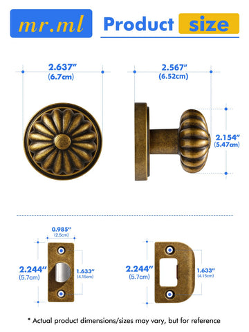 MRML Passage knob antique brass base detail reveals sturdy zinc alloy mounting base.