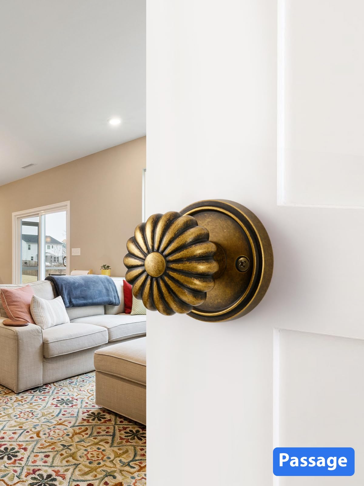 MRML Passage knob antique brass close-up highlights aluminium alloy construction and smooth operation.