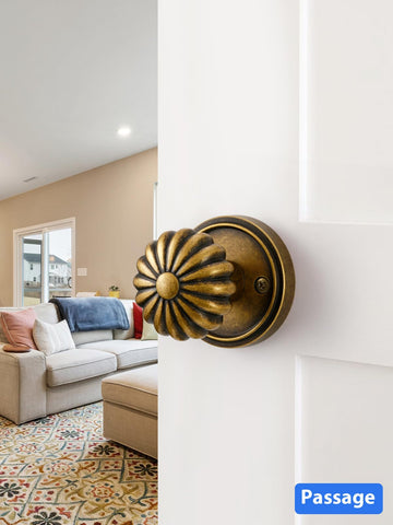 MRML Passage knob antique brass close-up highlights aluminium alloy construction and smooth operation.