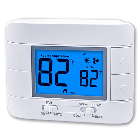 Mroinge thermostat front panel showing 2H/1C mode for quick climate checks