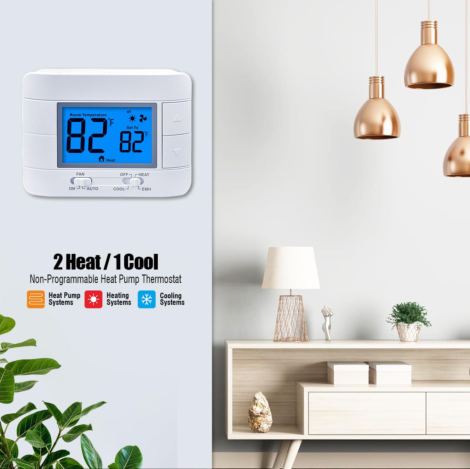 Mroinge thermostat with large LCD display for easy temperature and humidity reading