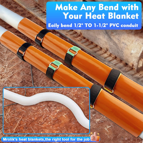 Mrolik heat blanket with included insulated gloves for handling hot pipes