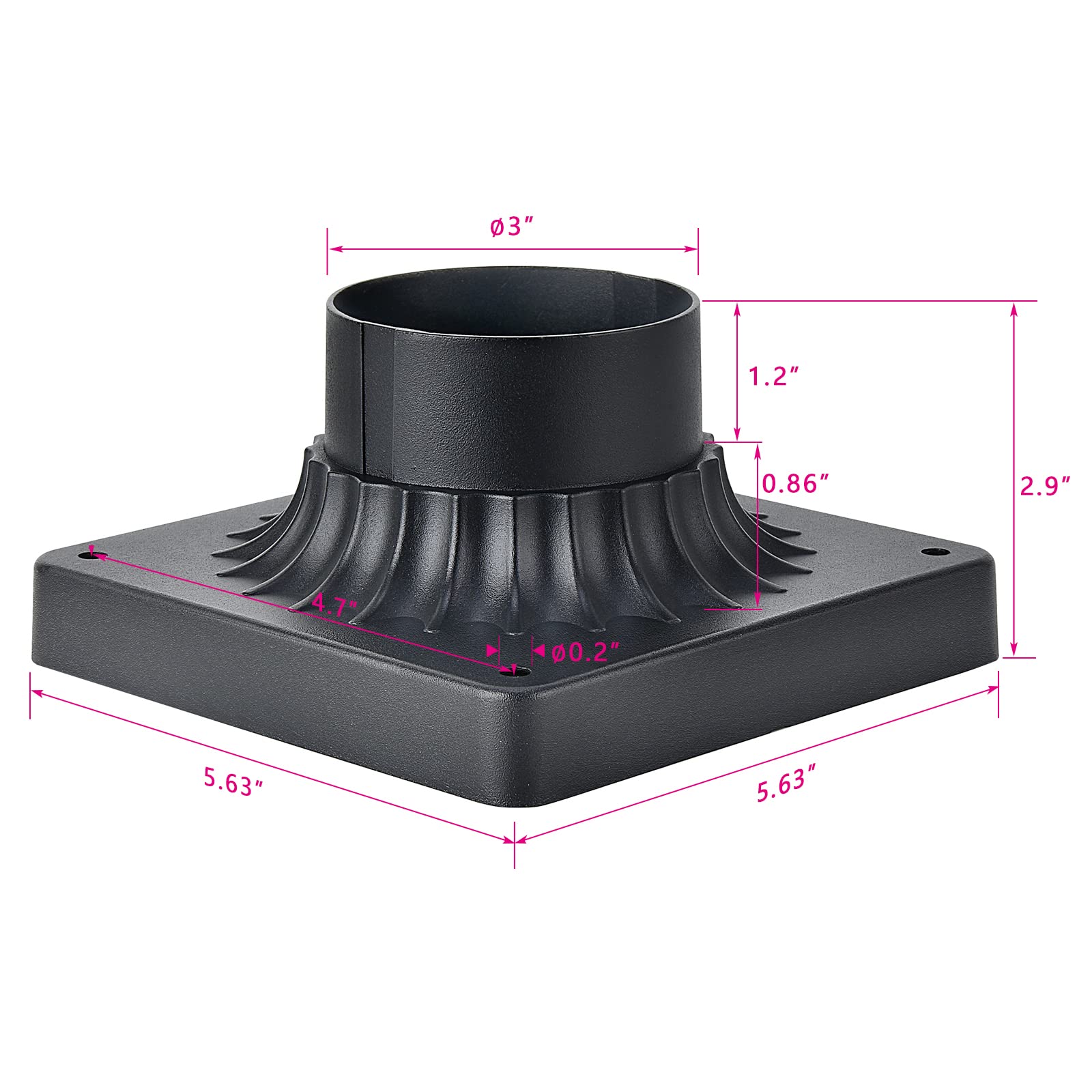 MrSconce pier mount base 2-pack, cast aluminium, waterproof for decks and porches.