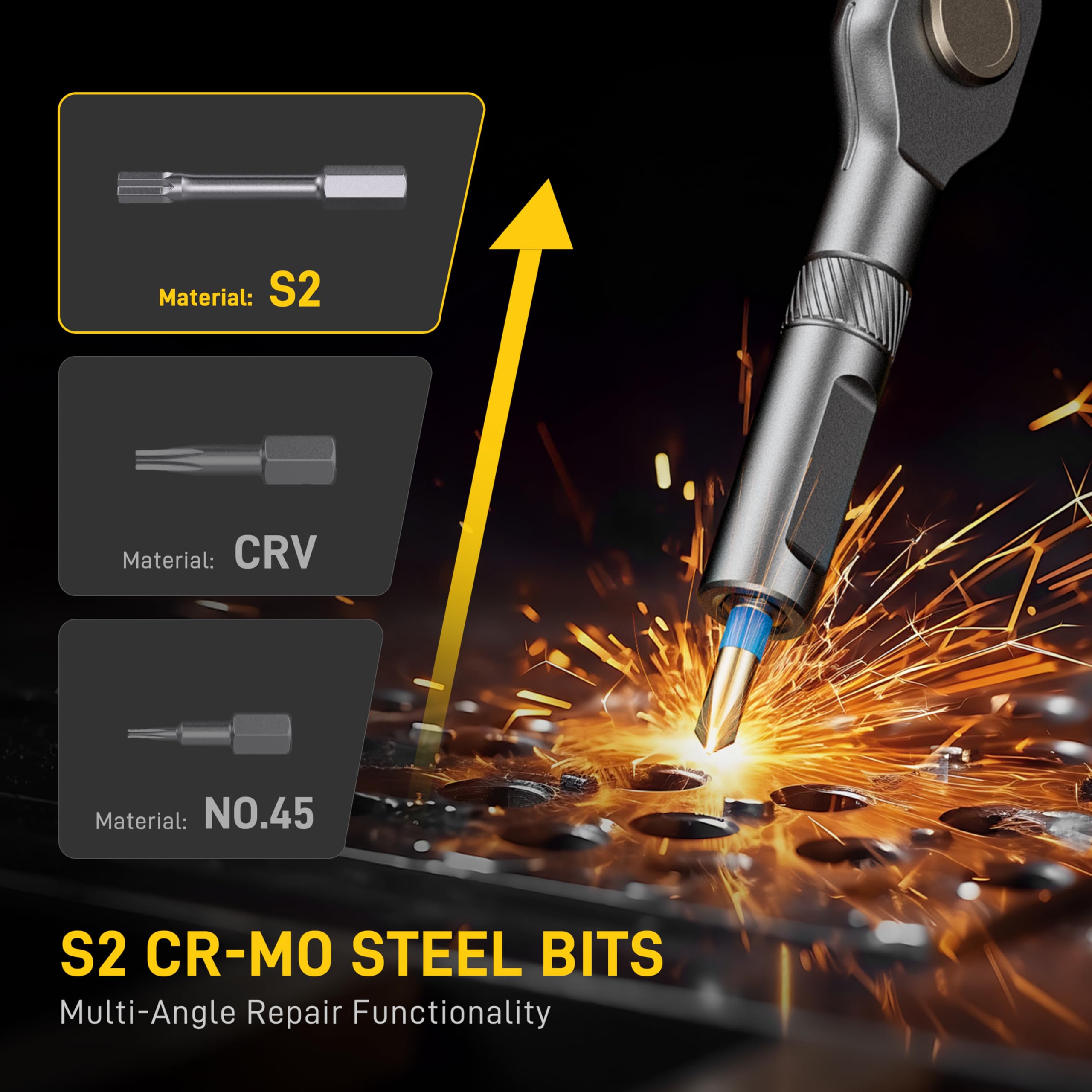 MrToNo T-handle ratcheting screwdriver in action for tight spaces.