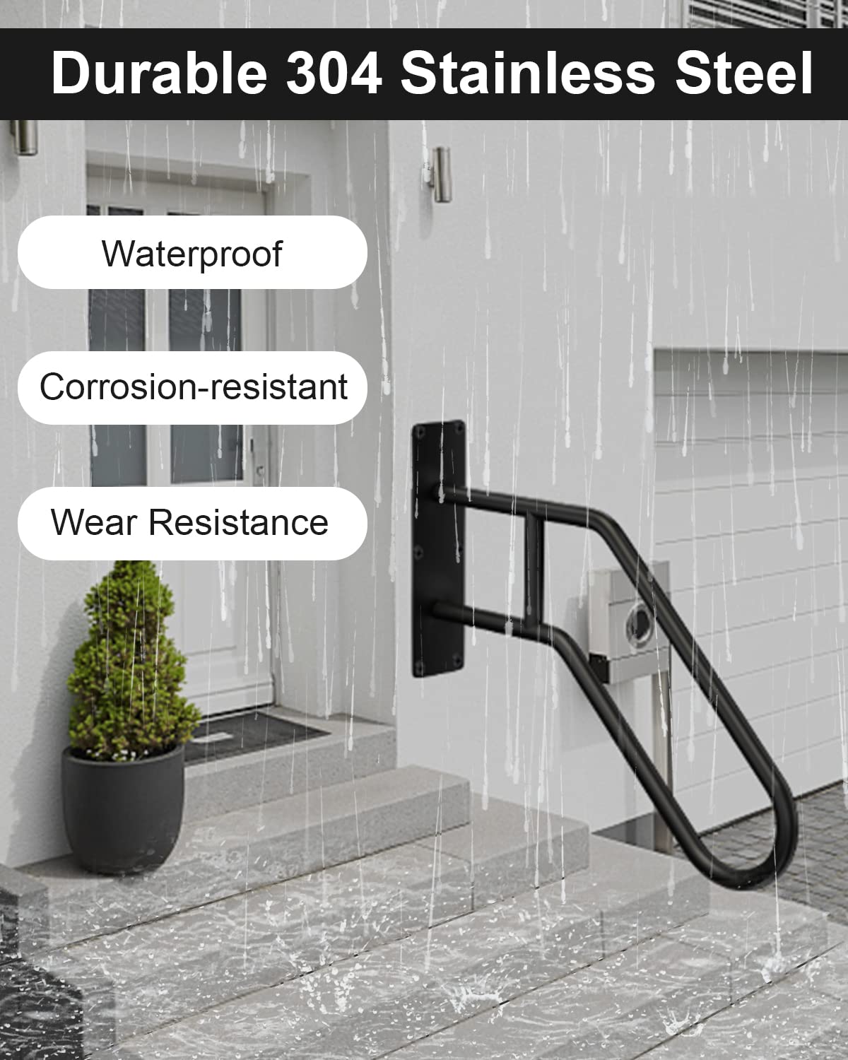 Mrupoo wall-mounted handrail offers safe indoor or outdoor use with easy installation.