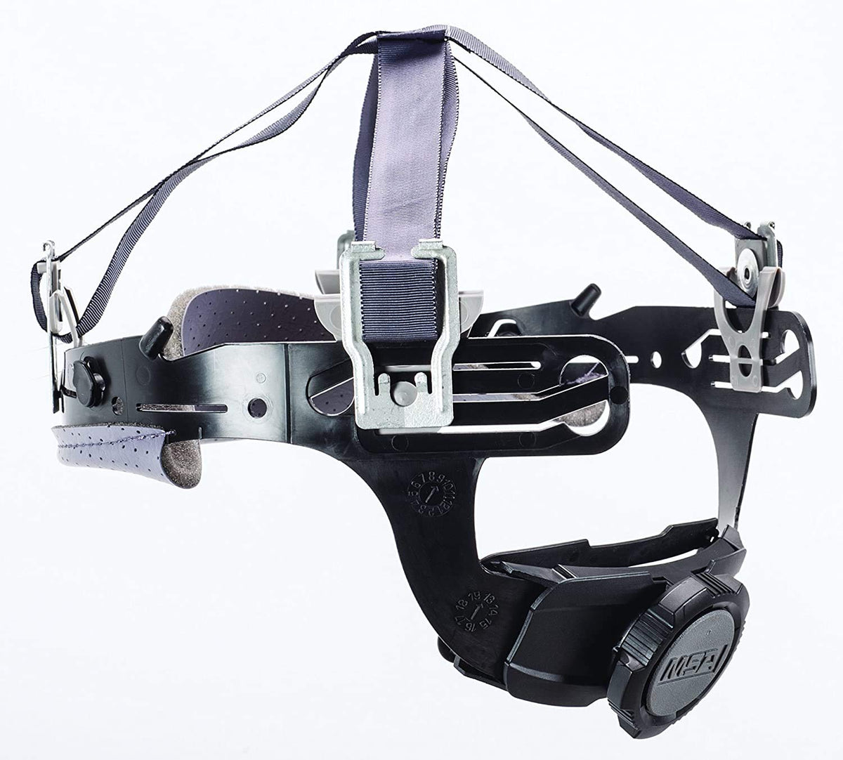 MSA Fas-Trac III suspension closeup showing precise fit for all-day comfort