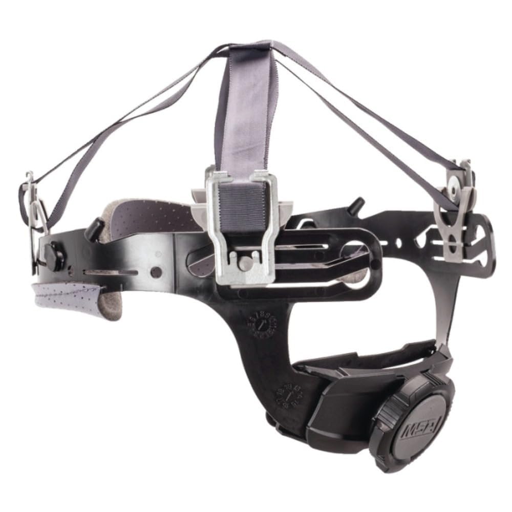 MSA Fas-Trac III replacement suspension closeup with glove-friendly ratchet and cushioned harness