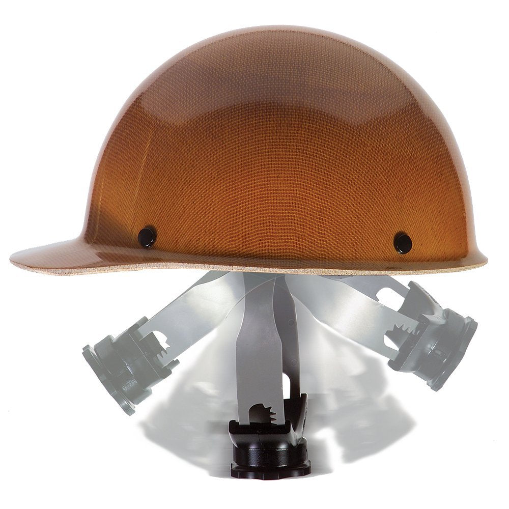 MSA Fas-Trac III swing ratchet mechanism provides a secure, adjustable fit for Skullgard helmets.