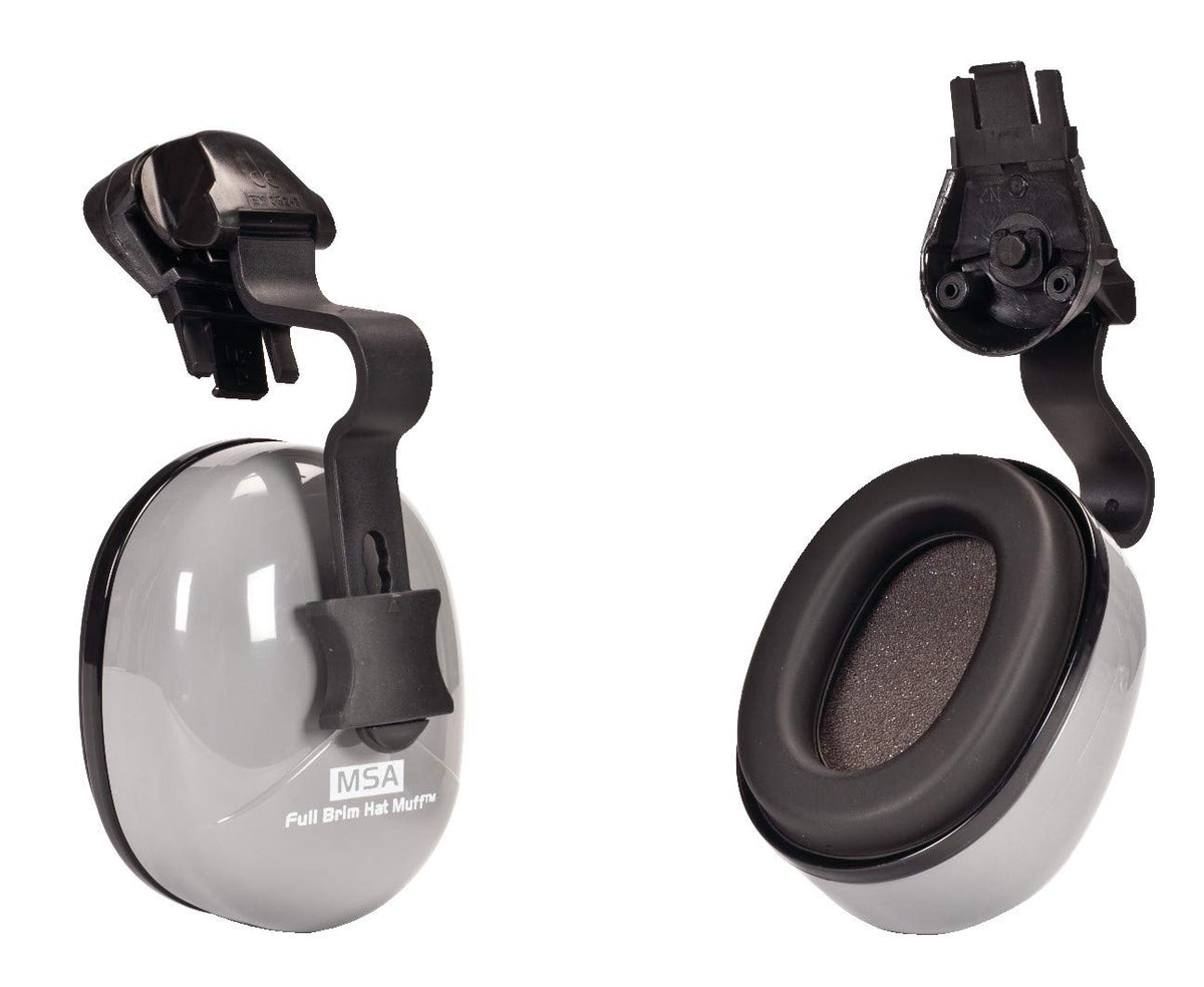 MSA Sound Control Classic helmet-mounted ear protection with cushioned pads for comfortable all-day wear.