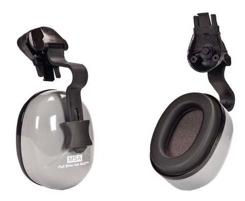 MSA Sound Control Classic helmet-mounted ear protection with cushioned pads for comfortable all-day wear.