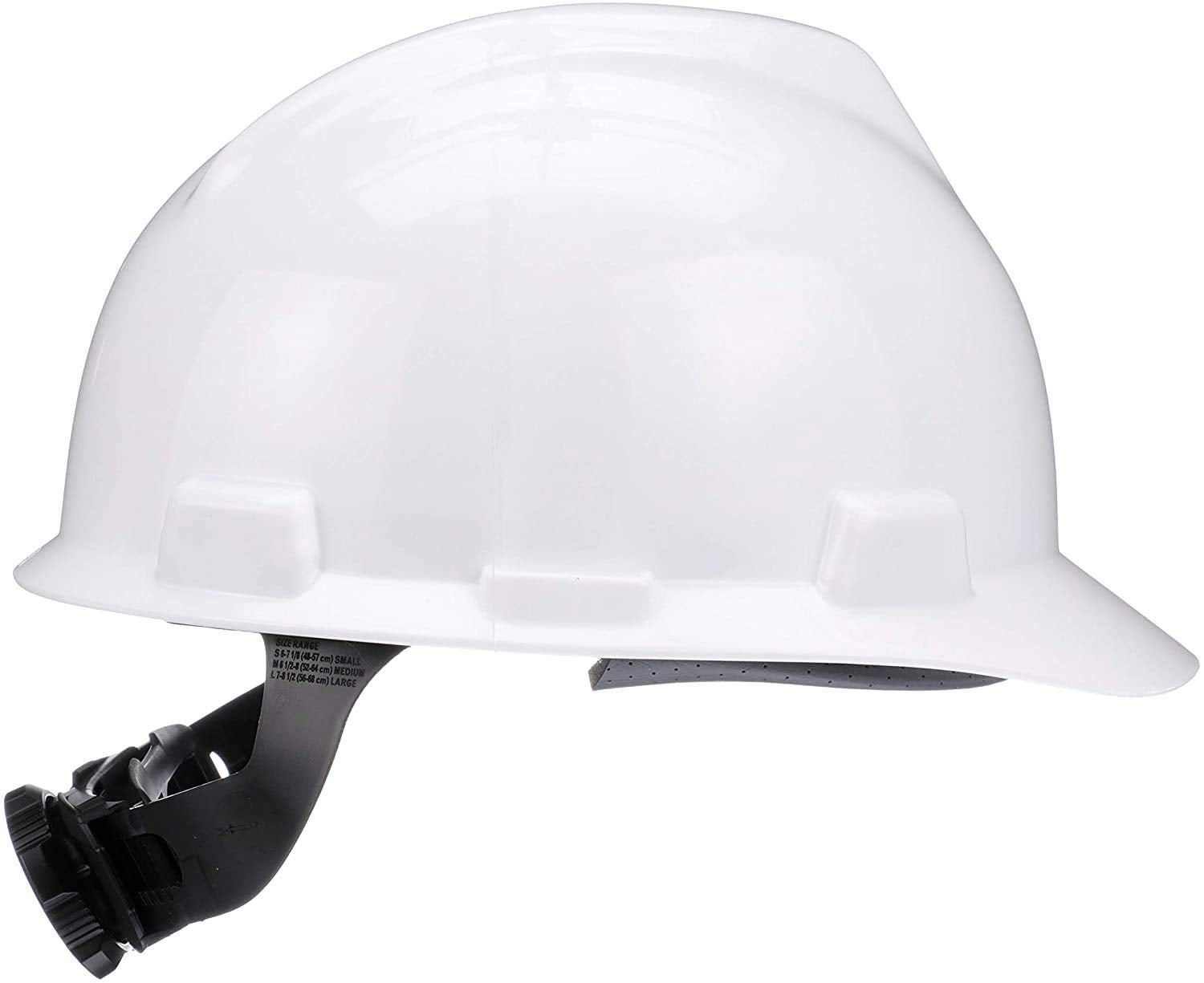 MSA V-Gard cap adjustable nape strap for improved wear comfort during long shifts.
