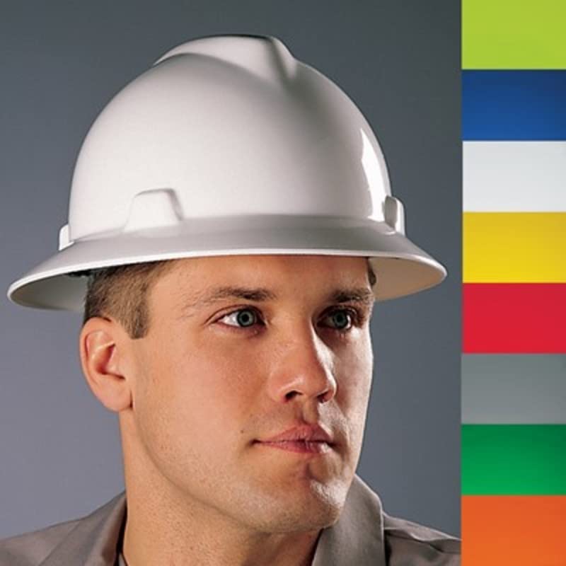 MSA V-Gard full-brim back view with adjustable nape strap