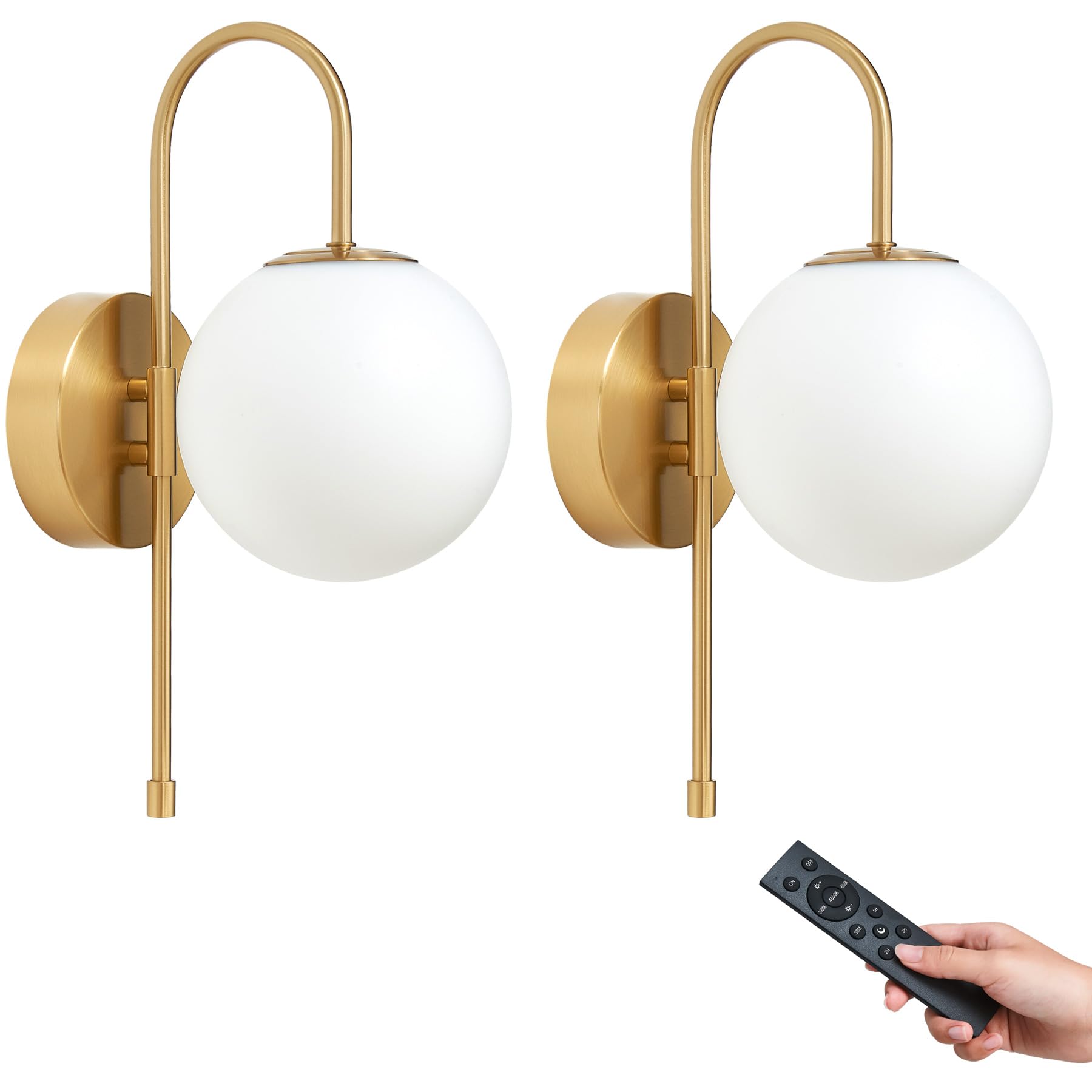 MSTETO battery operated gooseneck wall sconce in brushed gold providing warm ambient lighting