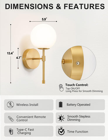 MSTETO wall sconce touch control offers quick mood adjustments from bed or sofa.