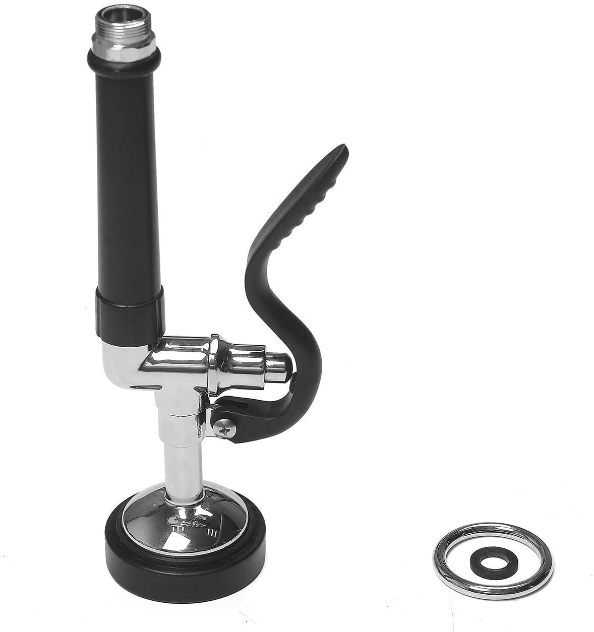 MSTJRY commercial sink sprayer with handle grip enables hands-free rinsing in busy kitchens.