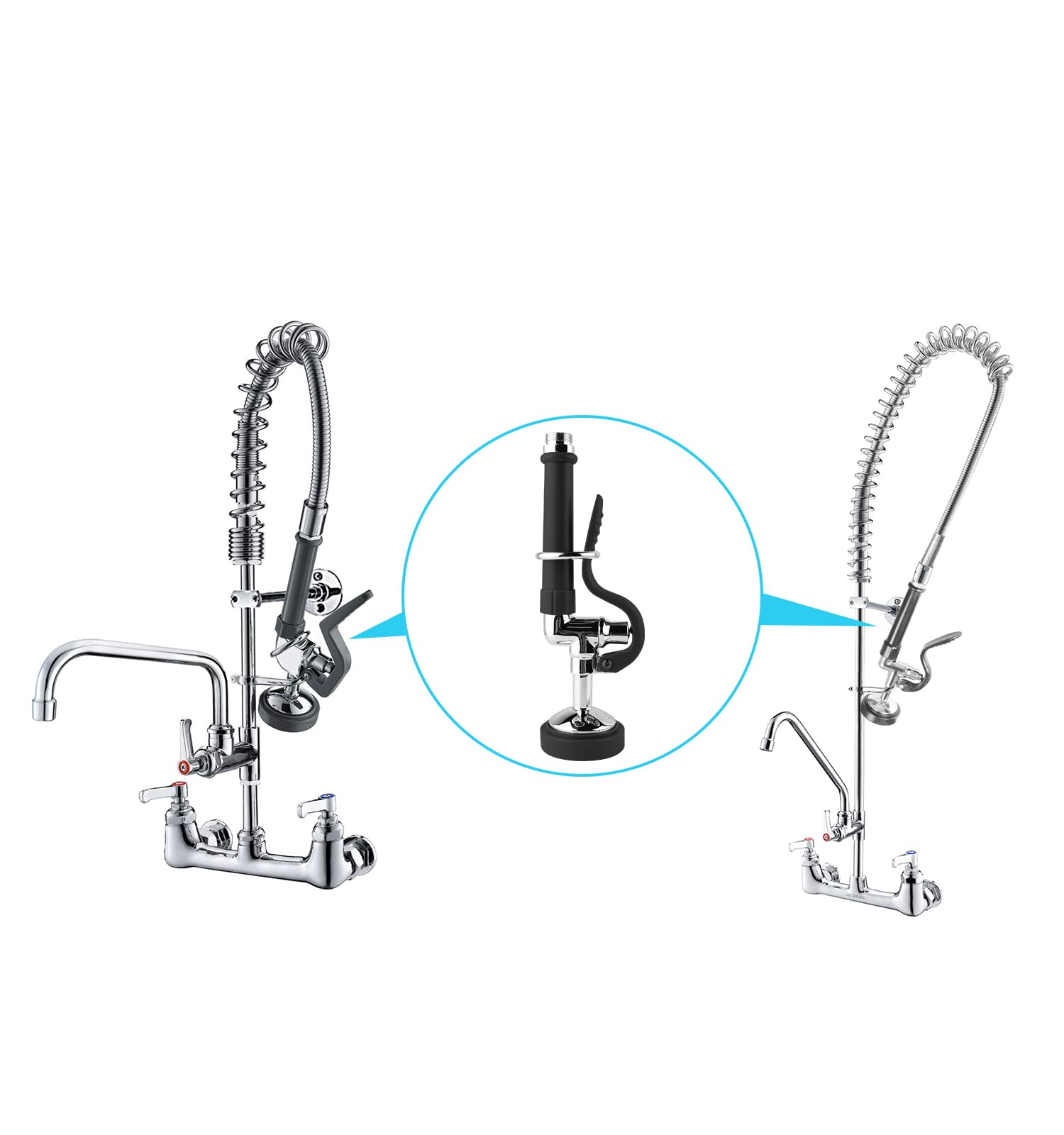 MSTJRY sprayer head with rubber nozzles resists scale buildup and simplifies cleaning.
