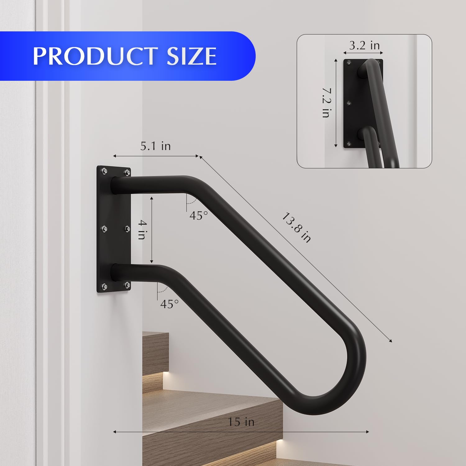 MSUMPTU non-slip iron stair handrail aids steady footing indoors