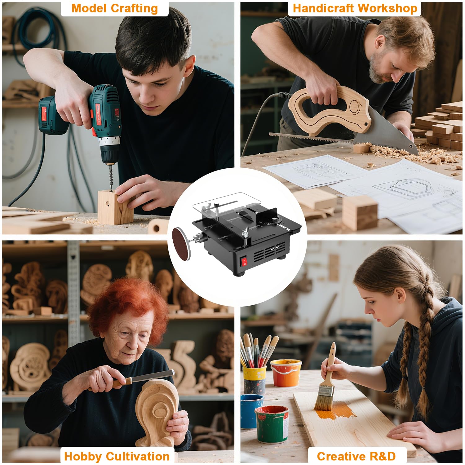 M-T Mini Table Saw compact safety design fits small workspaces.