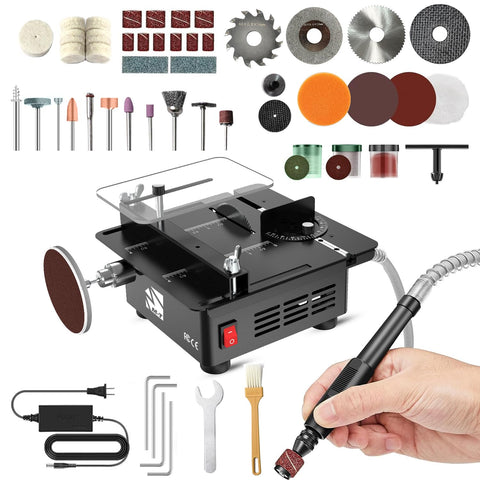 M-T Mini Table Saw portable desktop for precise on-the-go cutting of small parts.