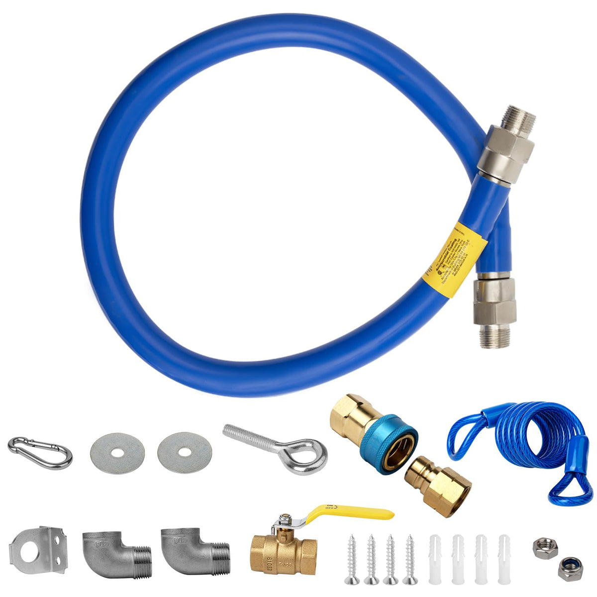 MTAA gas hose 1675KIT48 with swivel ends for flexible, secure connections in busy kitchens.