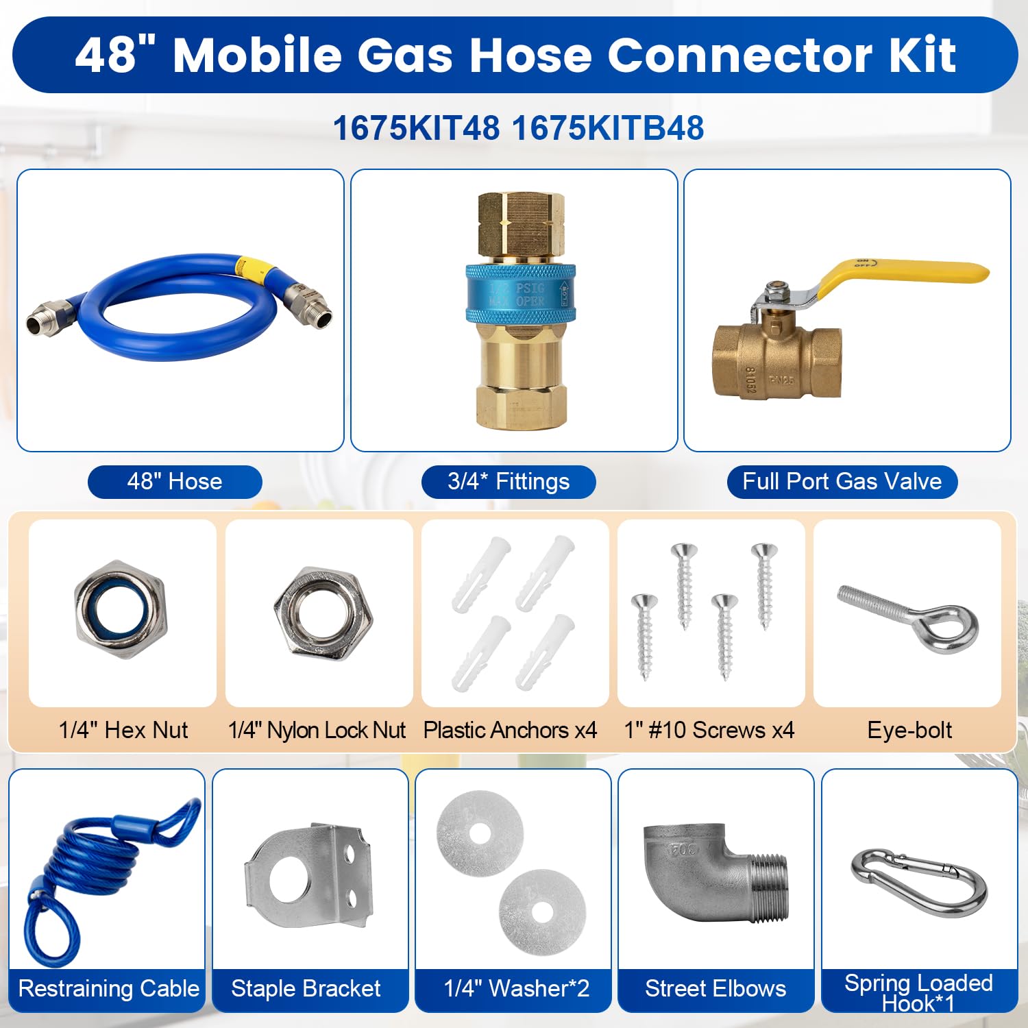 MTAA push-to-connect quick disconnect with thermal shut-off provides safer, one-handed installation.