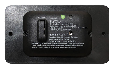MTI Industry Safe-T-Alert 85-741-BL carbon monoxide and propane gas alarm in 12V black for RV safety