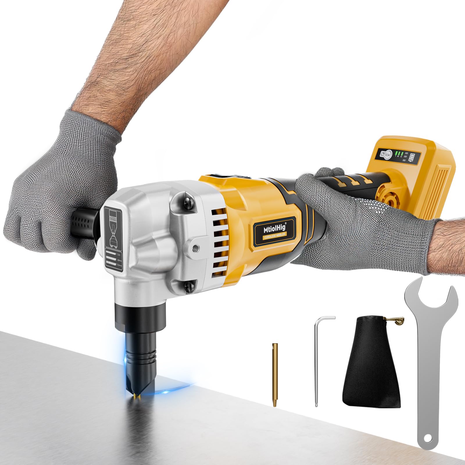MtiolHig cordless metal nibbler with brushless motor for fast cuts.