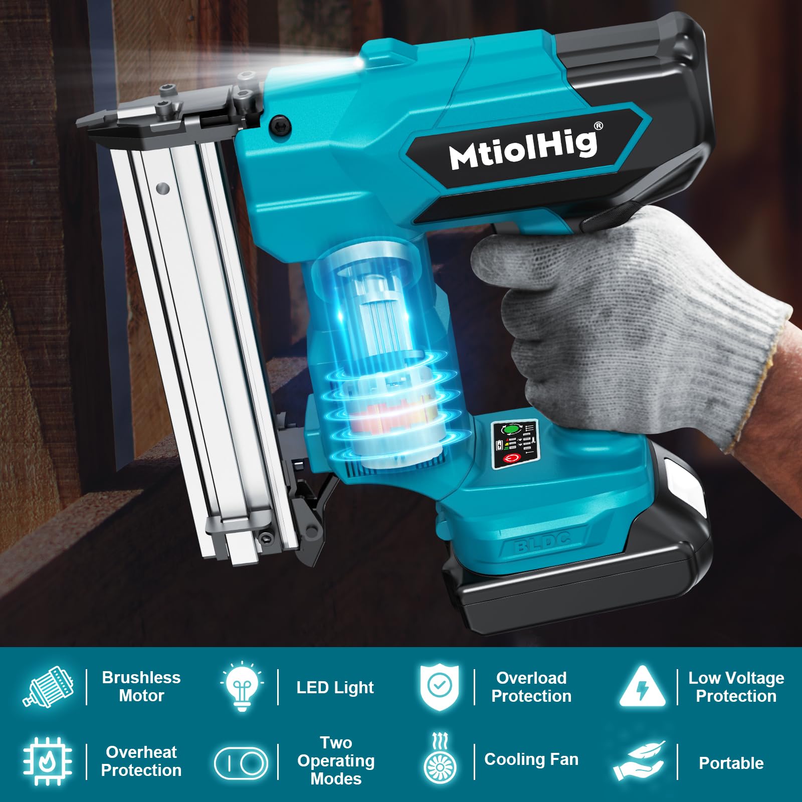 MtiolHig 18GA brad nailer drives nails from 5/8 to 1-1/4 inch for many tasks
