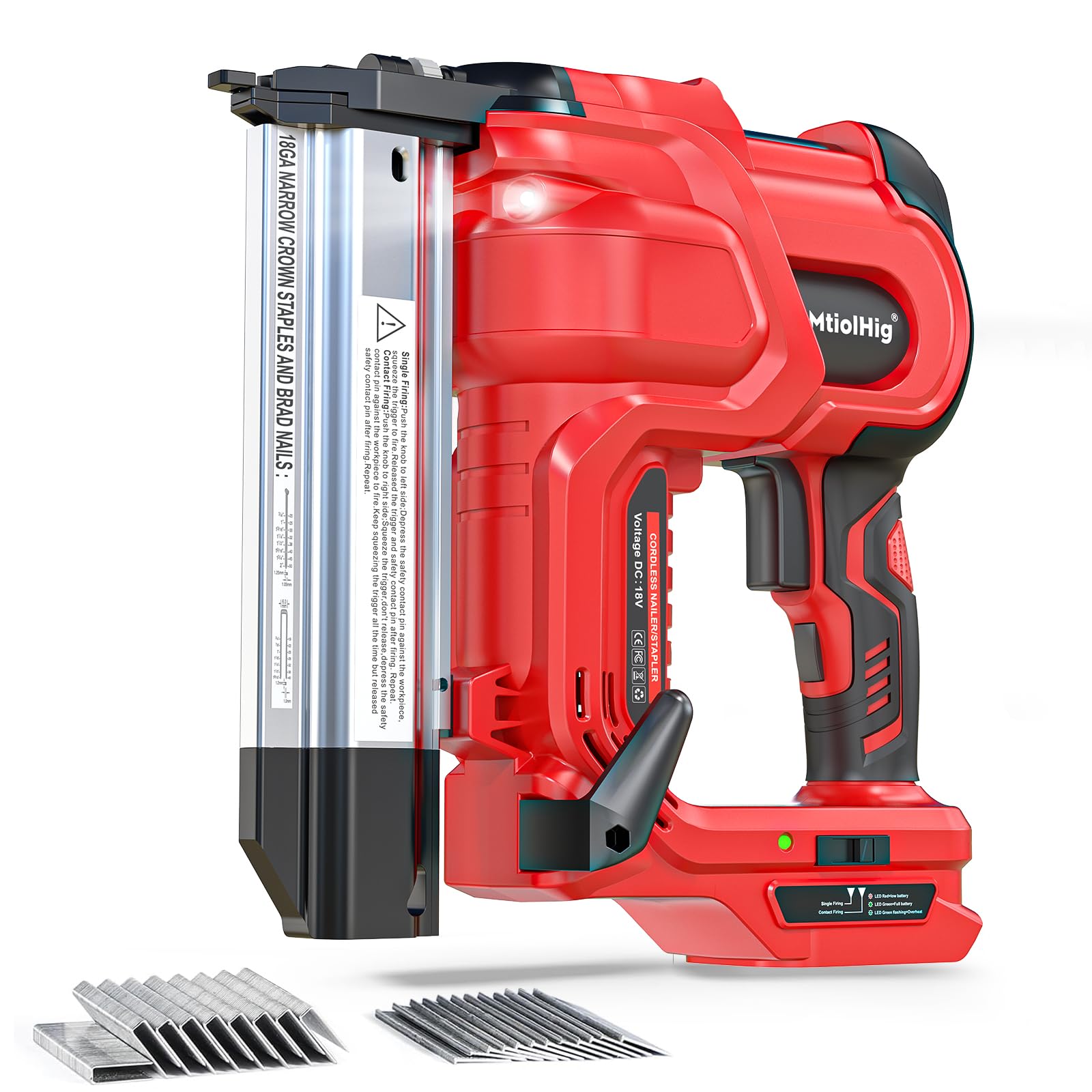 MtiolHig cordless 2in brad nailer for precise finish work.