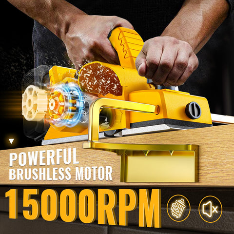 MtiolHig cordless planer showing 82mm width for precise stock removal.
