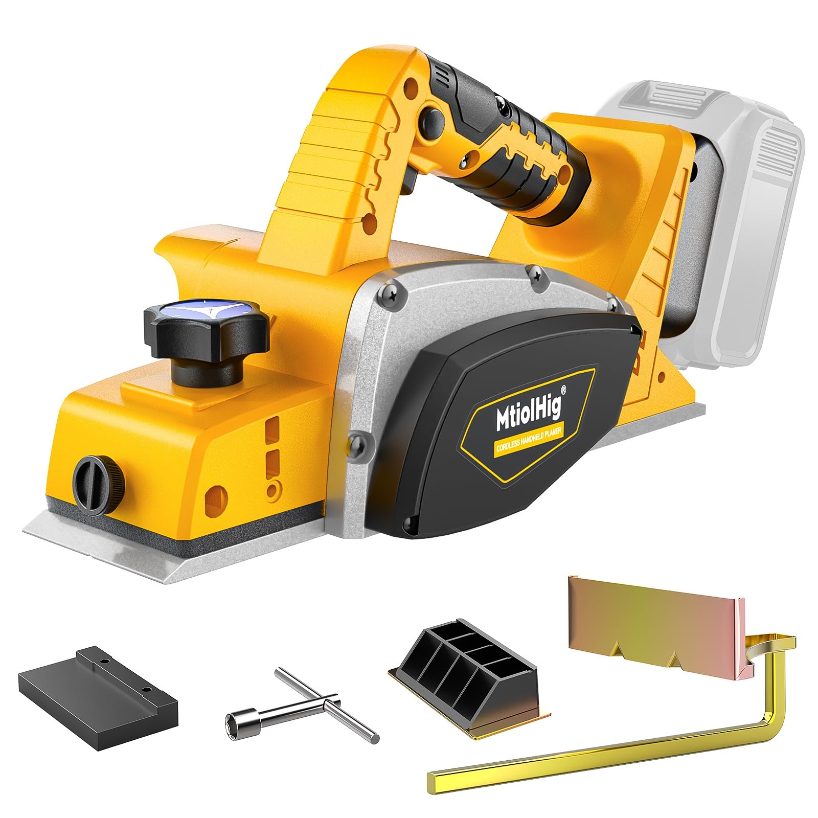 MtiolHig cordless planer with ergonomic handle for smooth edge finishing.