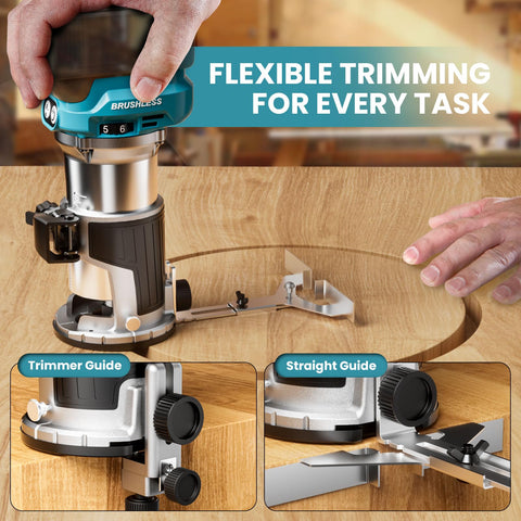 MtiolHig edge and roller guides improve control during trim work.