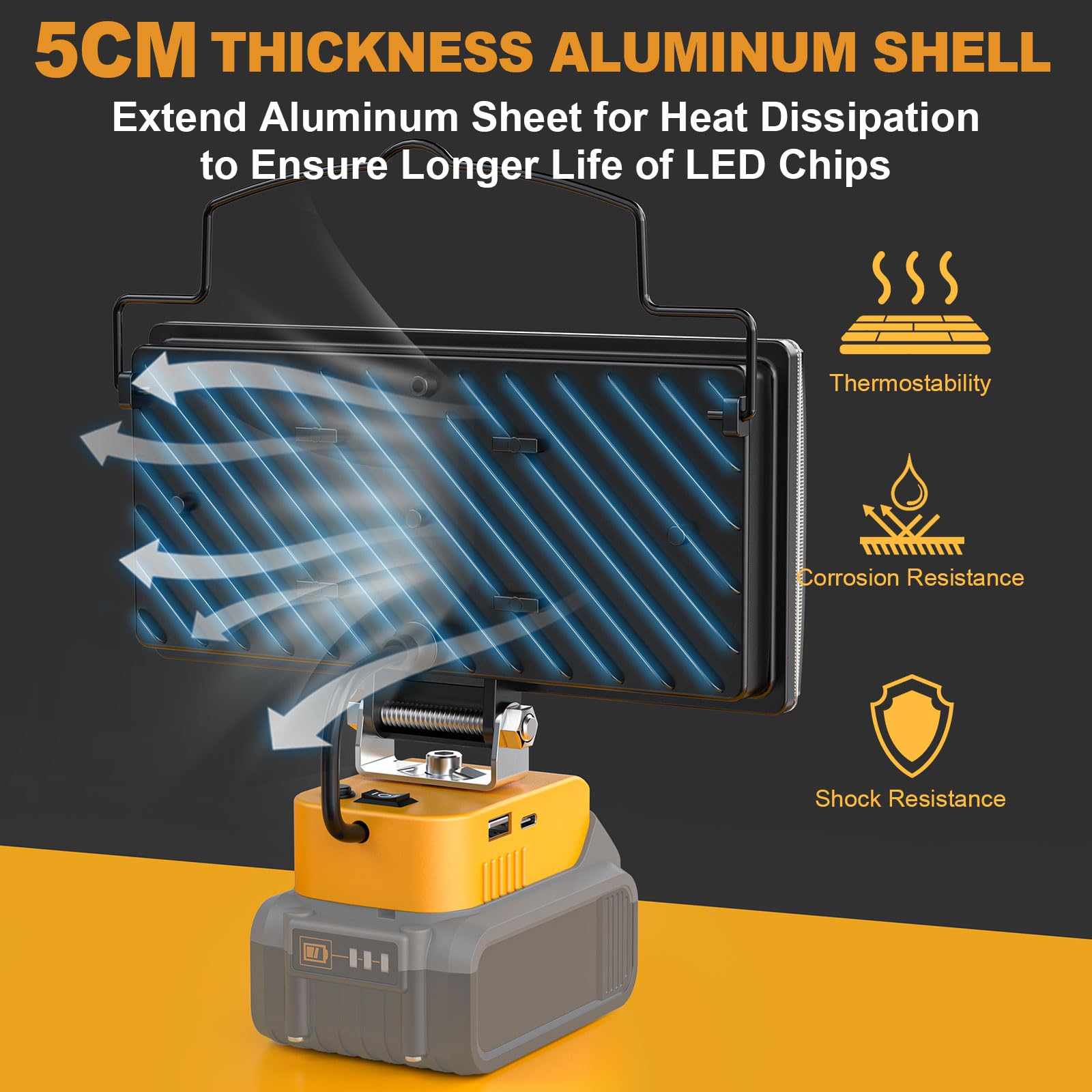 MtiolHig light with 140-degree rotatable head for versatile angles
