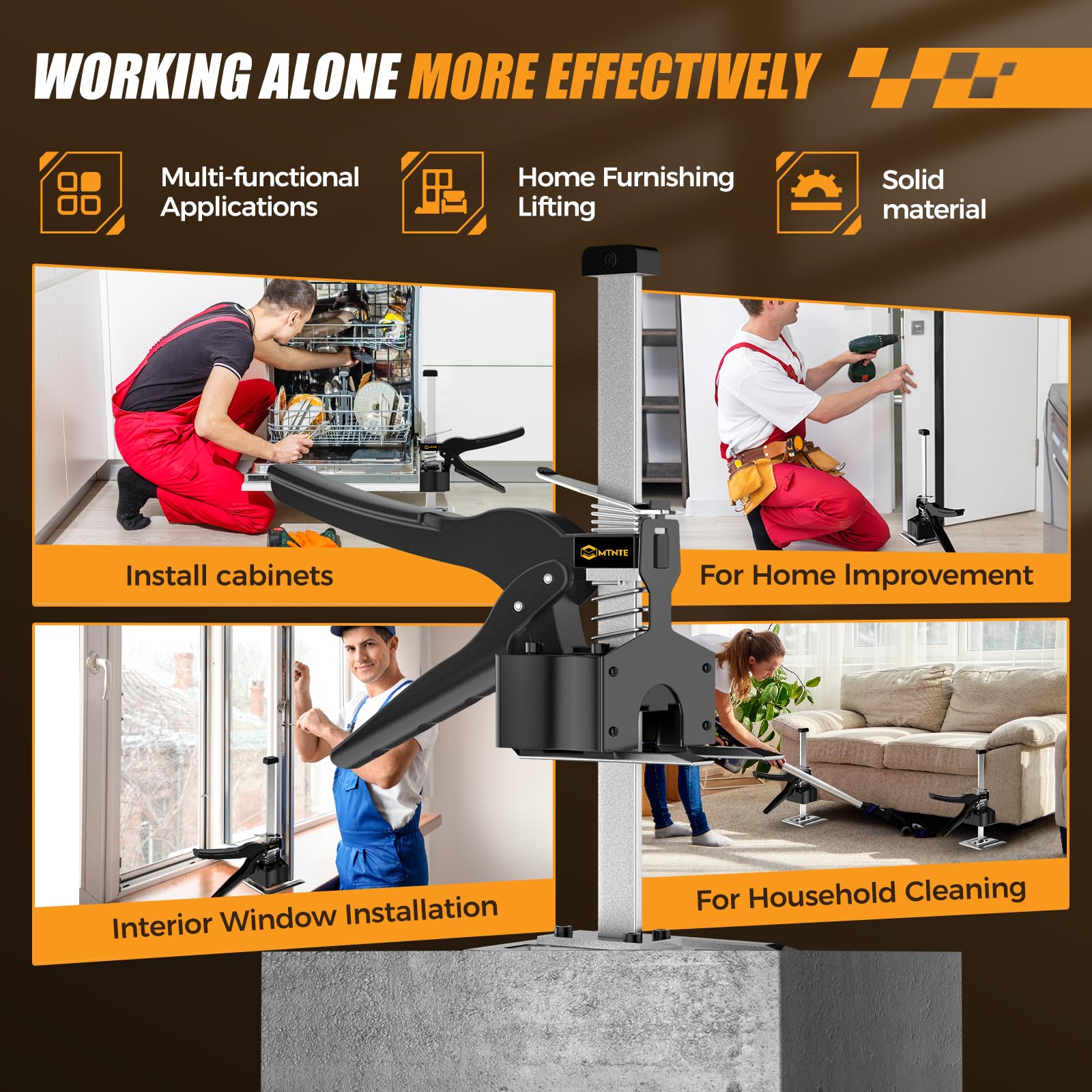 Mtnte easy height adjustment with press-to-lift and controlled lowering