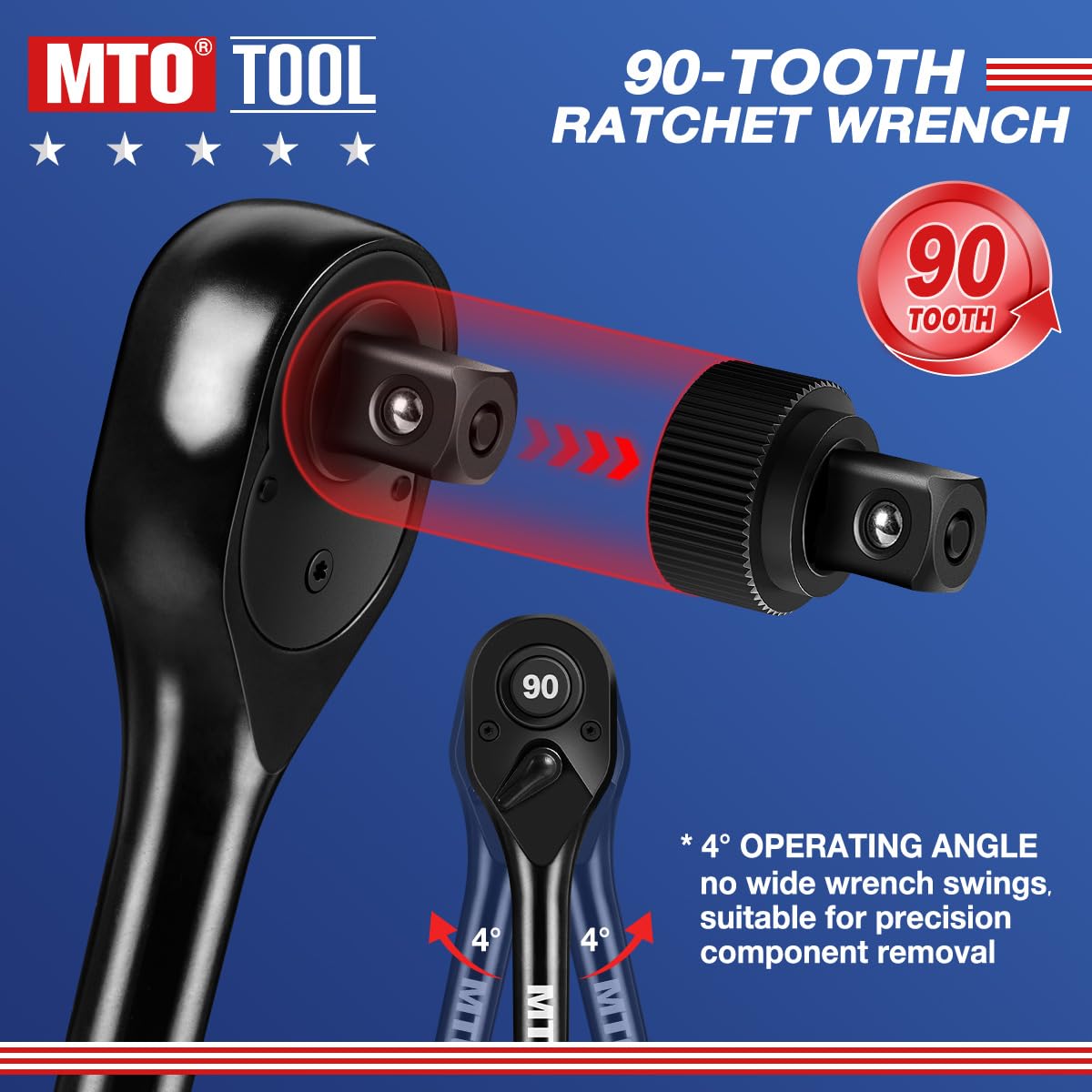 MTO 3-piece ratchet set with 1/2 drive for high-torque tasks requiring control