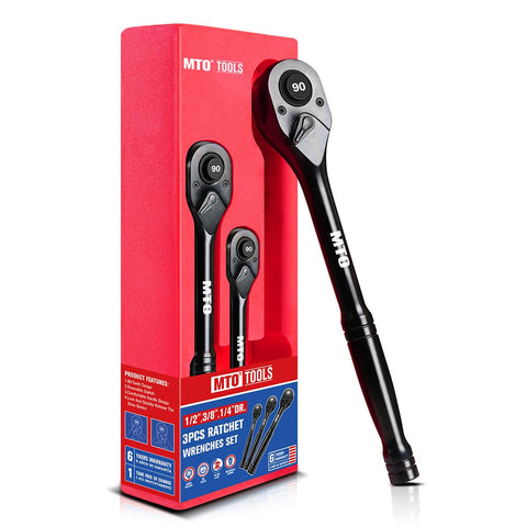 MTO 3-piece ratchet set with 1/4 drive for tight spaces and precise engagement