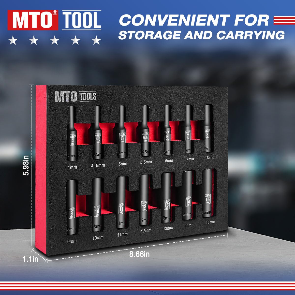 MTO deep-well sockets clear long studs for easier assembly and disassembly.