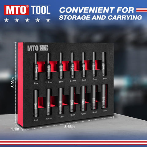 MTO deep-well sockets clear long studs for easier assembly and disassembly.