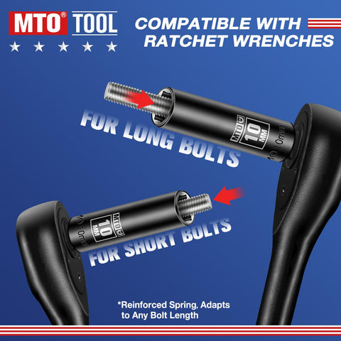 MTO neodymium magnet grip securely holds bolts even when working upside down.