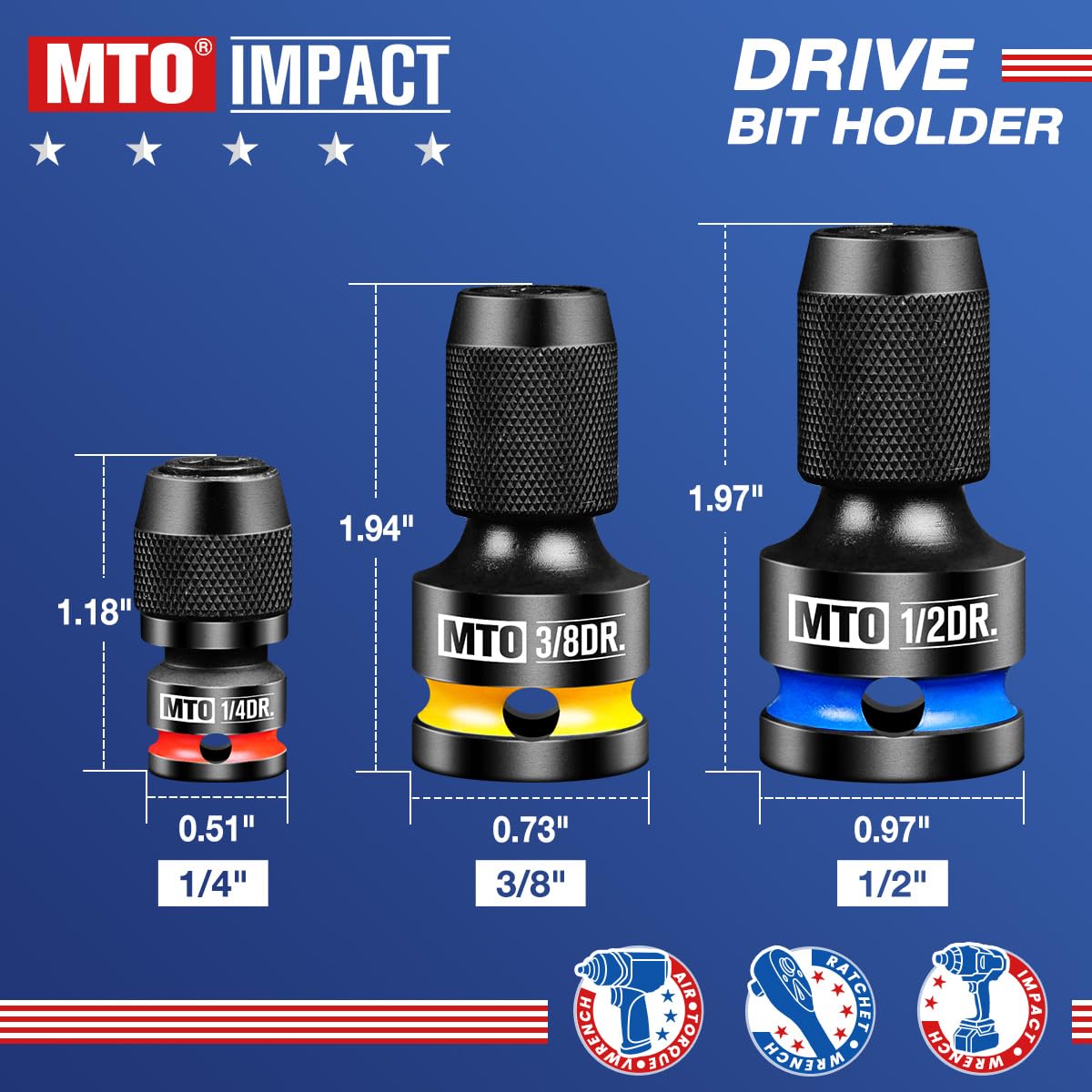 MTO quick release impact bit holder enables fast tool bit changes