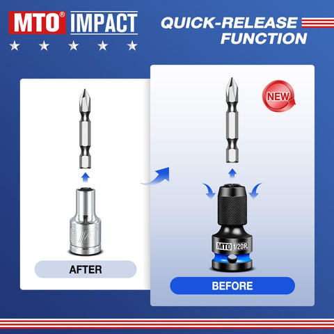 MTO spring ball detent locks securely for stable bit seating