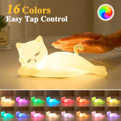 Mubarek cat lamp featuring 5-level dimming for soothing night light.