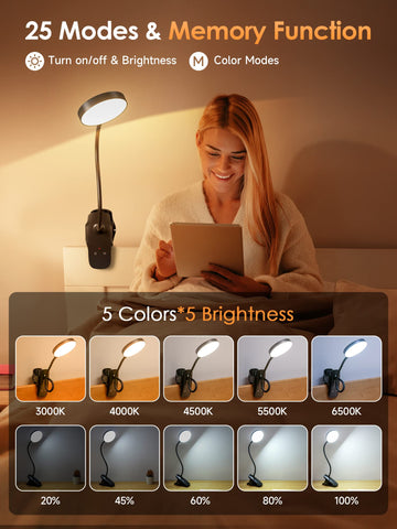Mubarek Clip-On Lamp gooseneck-360 enables flexible lighting angles for reading