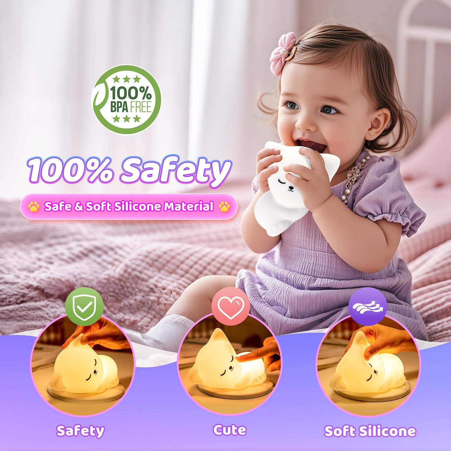 Mubarek cordless night light with long battery for mobility