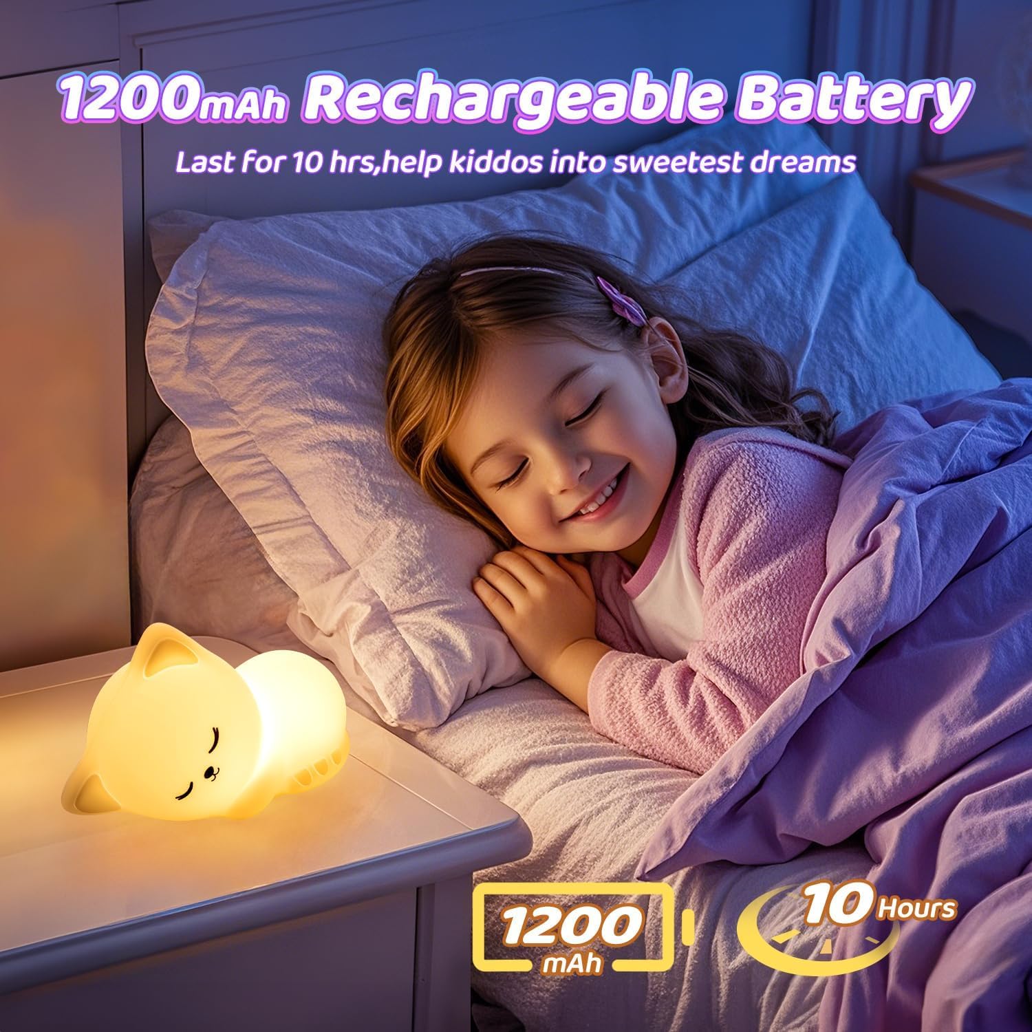Mubarek rechargeable night light USB charging for cordless use