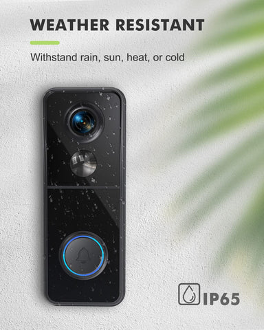 MUBVIEW battery-powered doorbell with IP65 weather resistance.