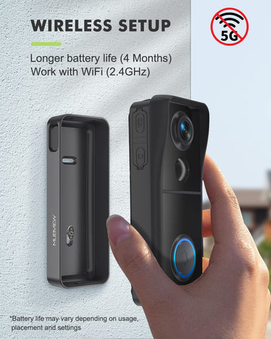 MUBVIEW doorbell chime unit showing audible alerts and welcoming guests.